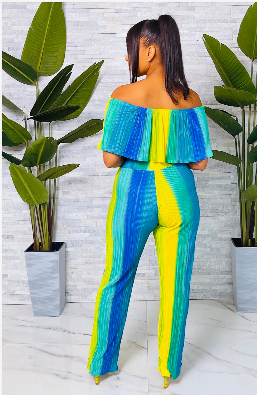 Brooke PleatedTube Top & Pants (Blue/Multi)