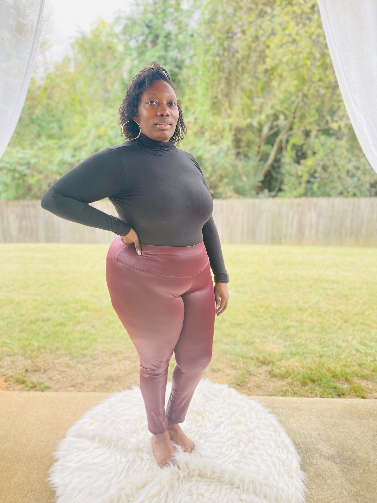 High waisted Faux Leather Leggings Burgundy Glitterbox Glam